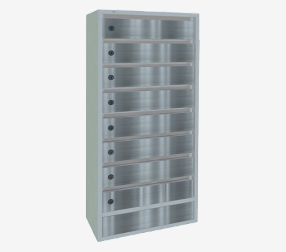 8-ми секционный почтовый ящик «Орион М» с дверцами из нержавеющей стали