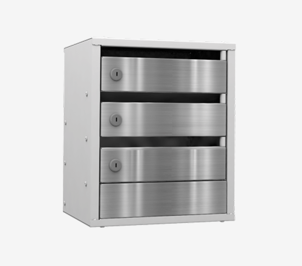 3-х секционный почтовый ящик «Омега» с дверцами из нержавеющей стали