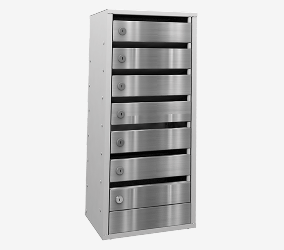 7-ми секционный почтовый ящик «Омега» с дверцами из нержавеющей стали